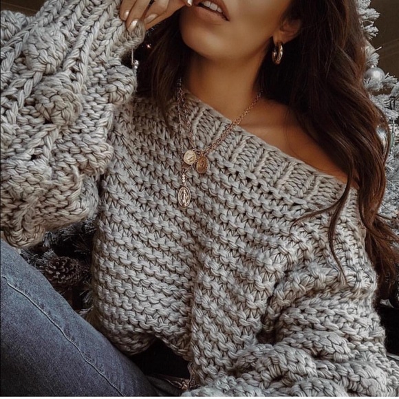 VICI Bubble Sleeve Chunky Open Knit Sweater Sz M - Picture 6 of 12